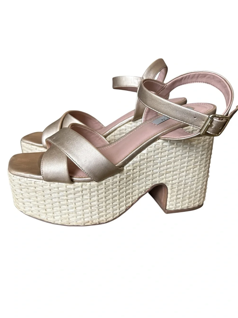 Steven by Steve Madden Gold Daire Espadrille Platform Sandals Women’s Size 8M